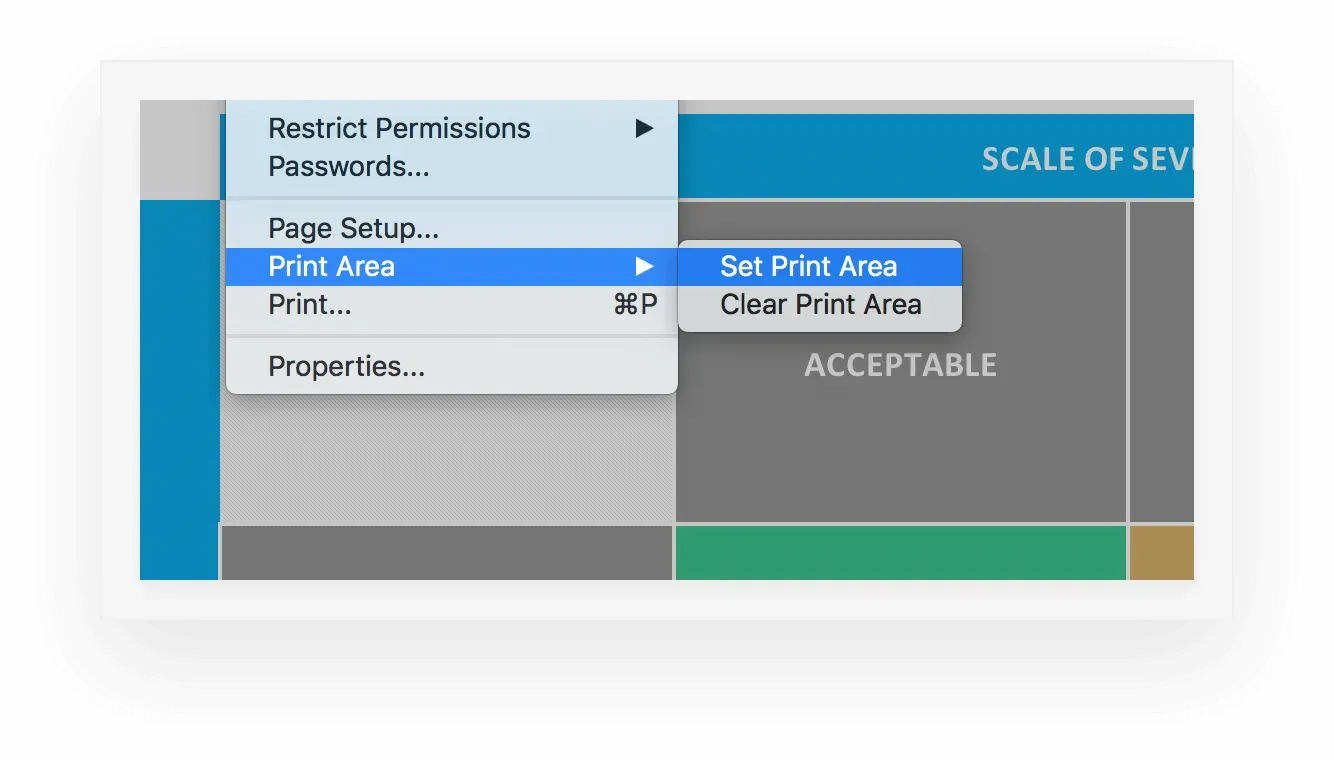 Printing your risk assessment matrix