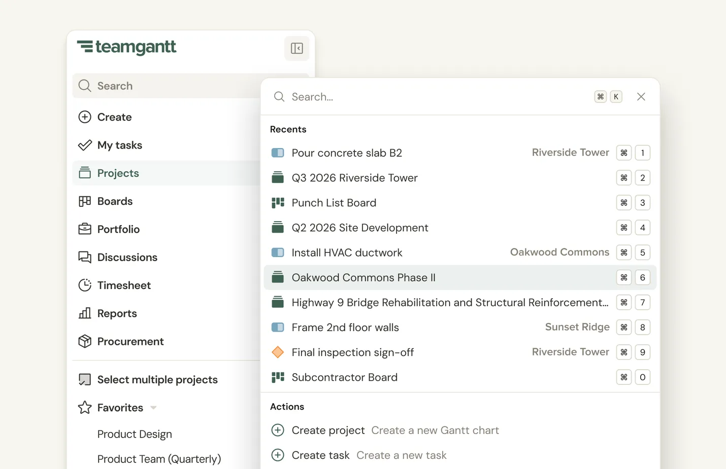 TeamGantt new navigation