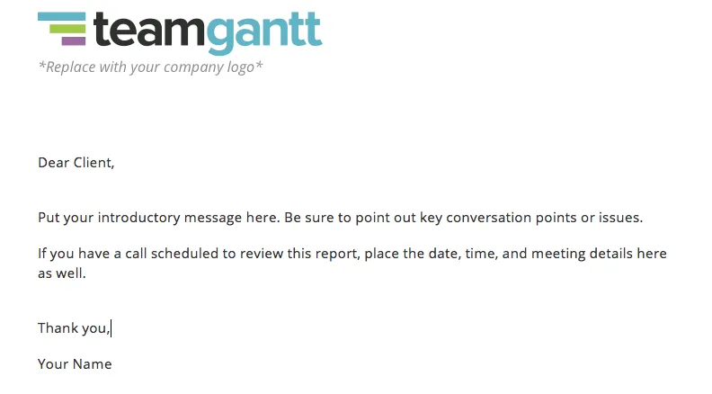 Example of introductory note for a project status report