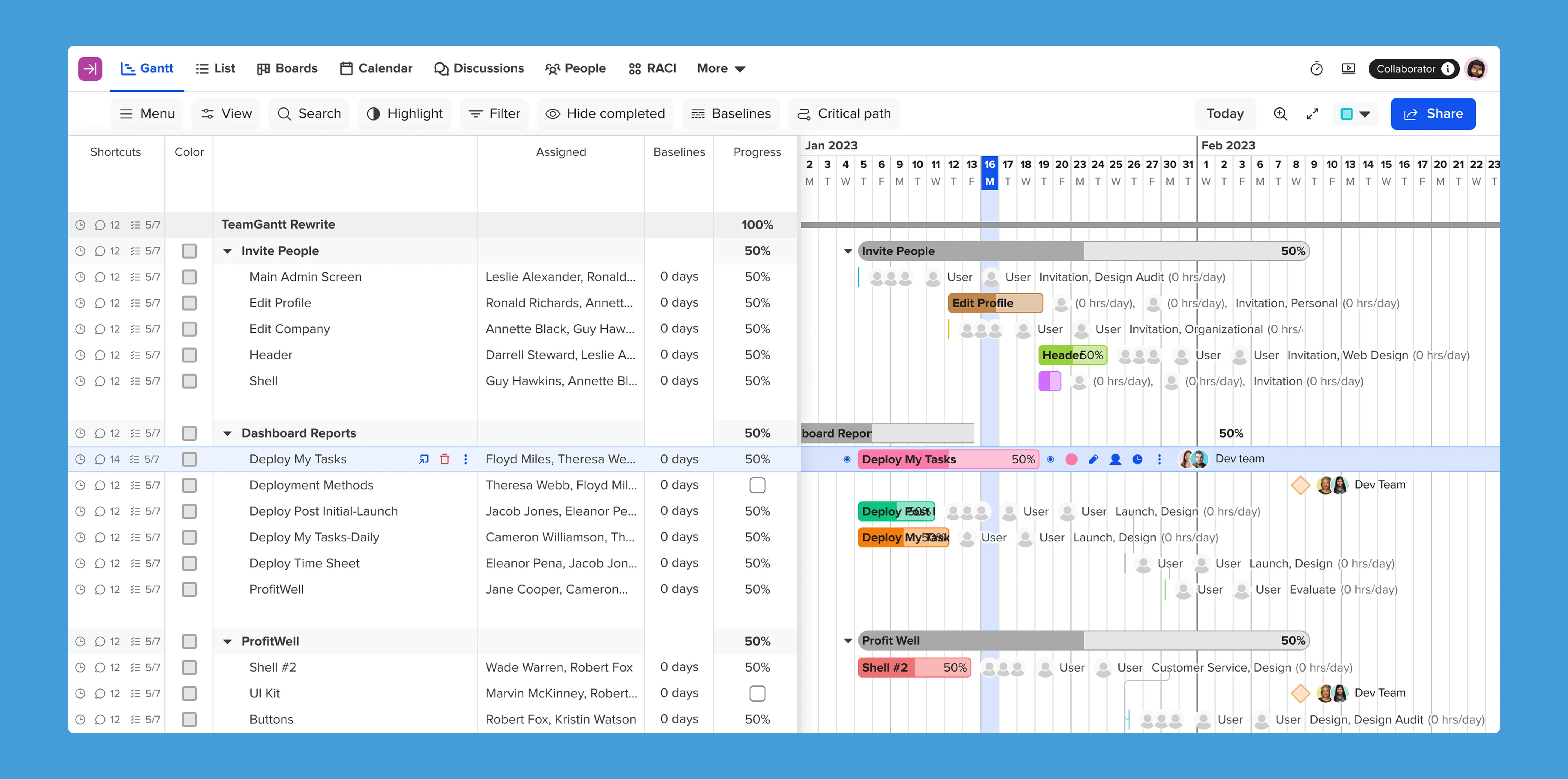 TeamGantt drag-and-drop Gantt chart with task 