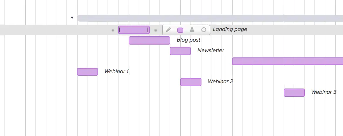 Using TeamGantt's drag and drop scheduling feature to build and adjust your digital marketing plan