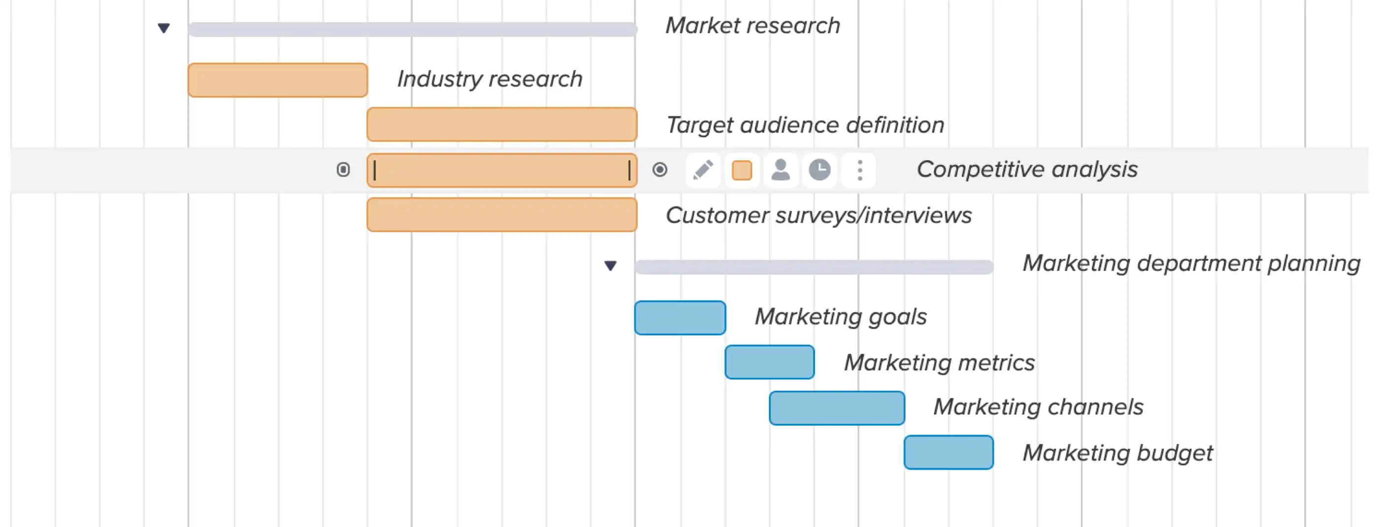 Using drag and drop scheduling to build and adjust your strategic marketing plan in TeamGantt