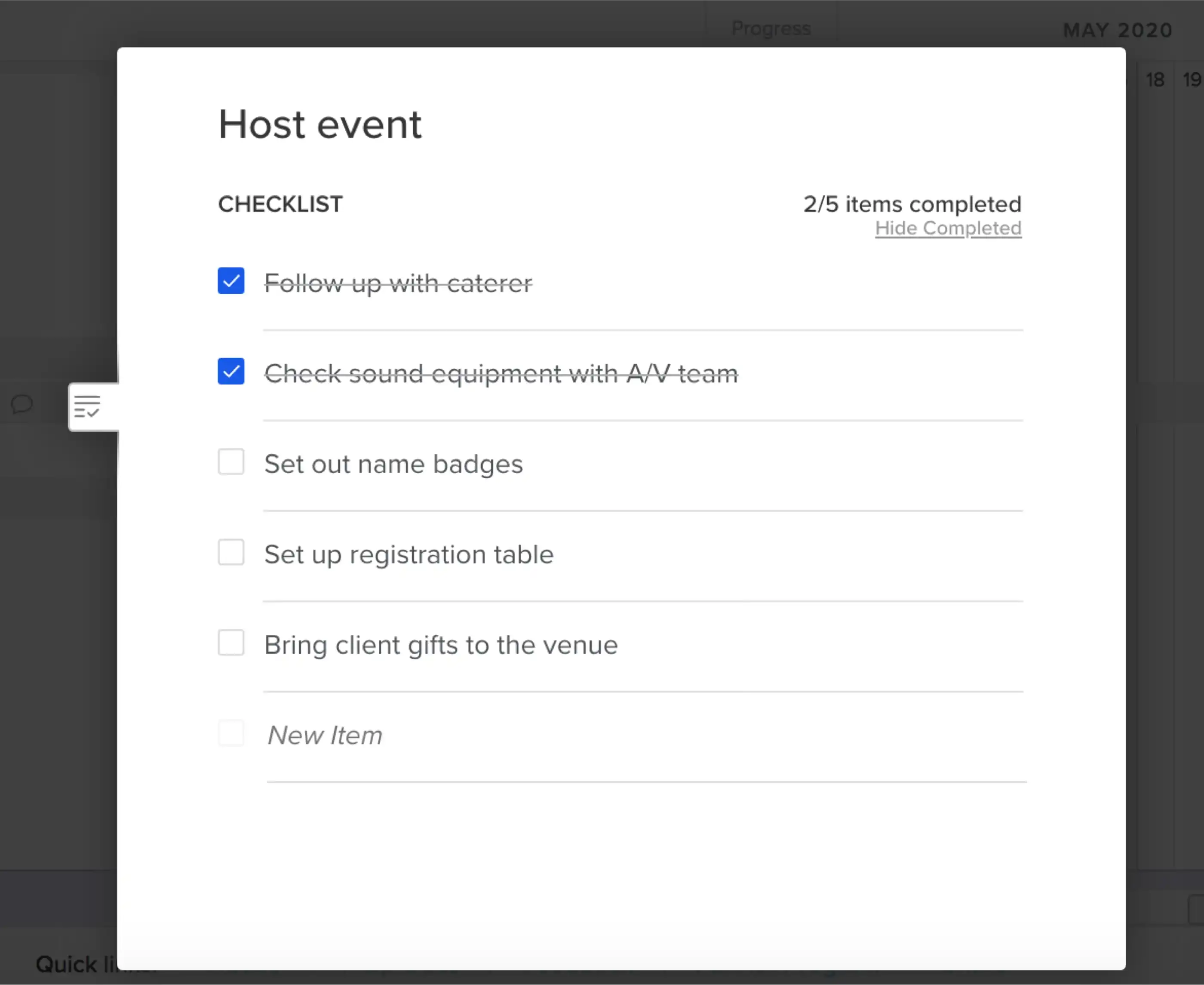 Using task checklists to track smaller to-dos in your event plan
