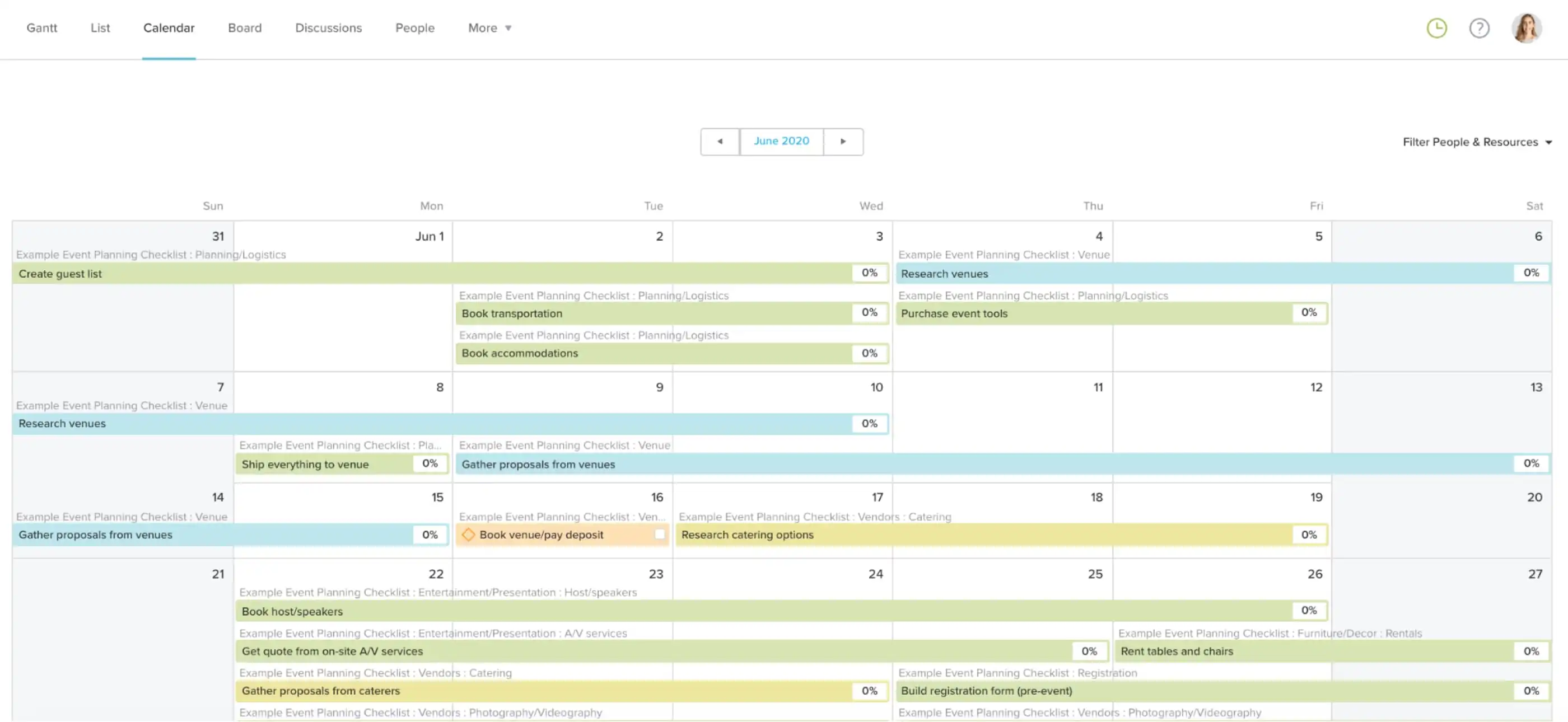 Using Calendar view to identify bottlenecks in your event plan